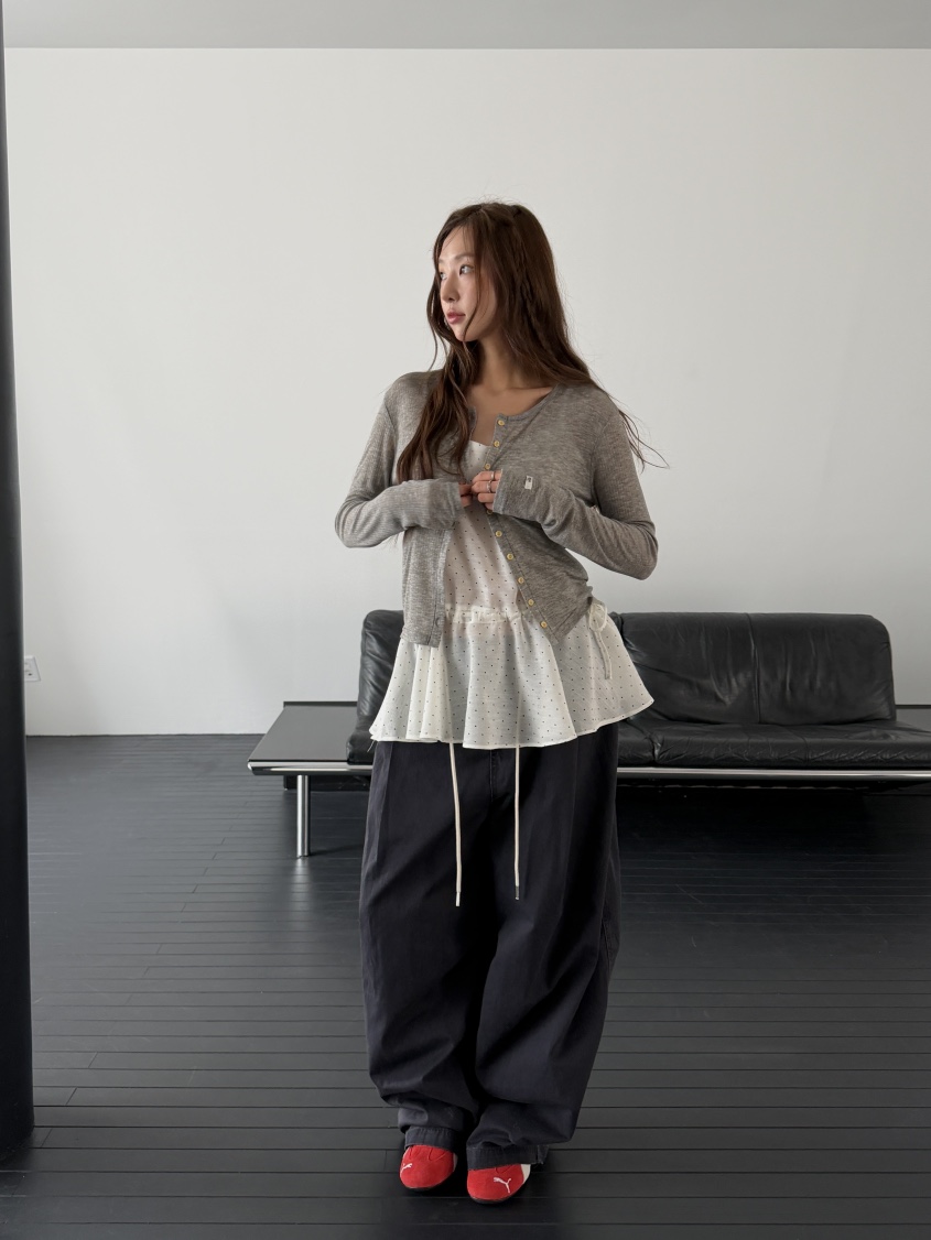 I MFACT韓國代購女士新款真品26春夏長袖T恤天絲開衫羅紋I MFACT長袖T恤