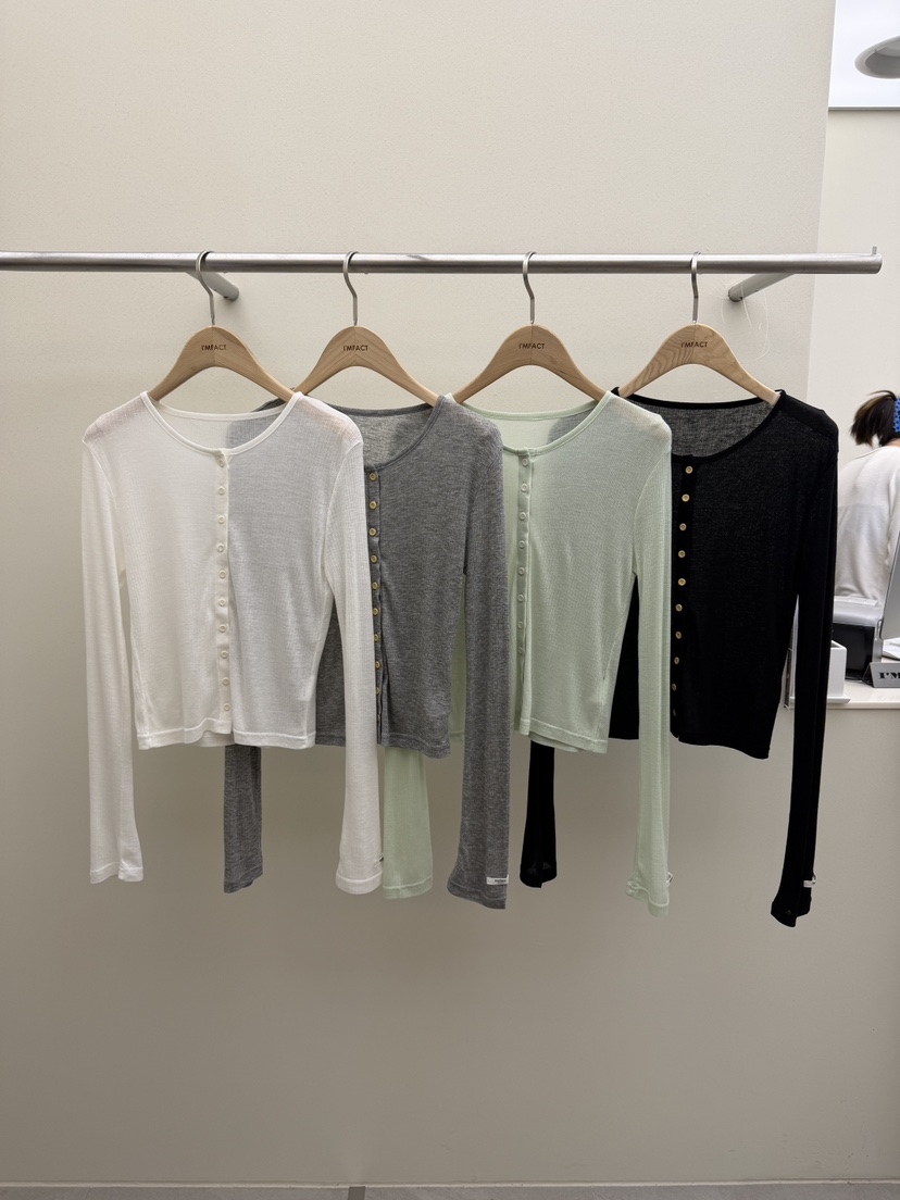 I MFACT韓國代購女士新款真品26春夏長袖T恤天絲開衫羅紋I MFACT長袖T恤