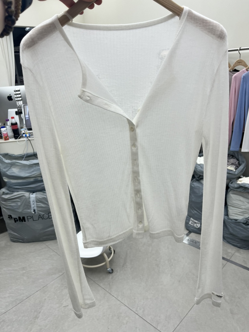 I MFACT韓國代購女士新款真品26春夏長袖T恤天絲開衫羅紋I MFACT長袖T恤圖色1