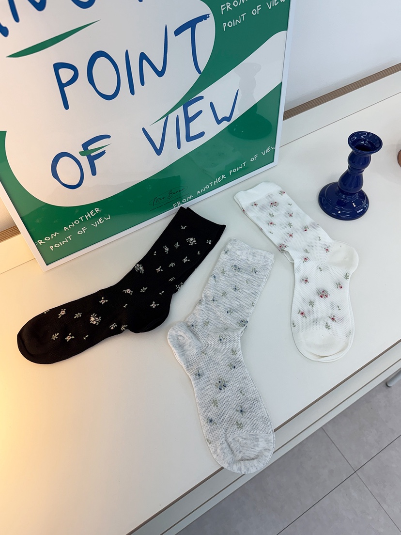 NICEALICE韓國直郵女裝新款職業26春夏休閑真品襪子網眼花朵NICEALICE襪子