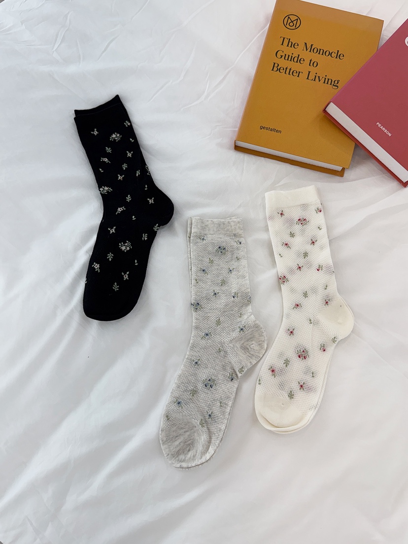 NICEALICE韓國直郵女裝新款職業26春夏休閑真品襪子網眼花朵NICEALICE襪子