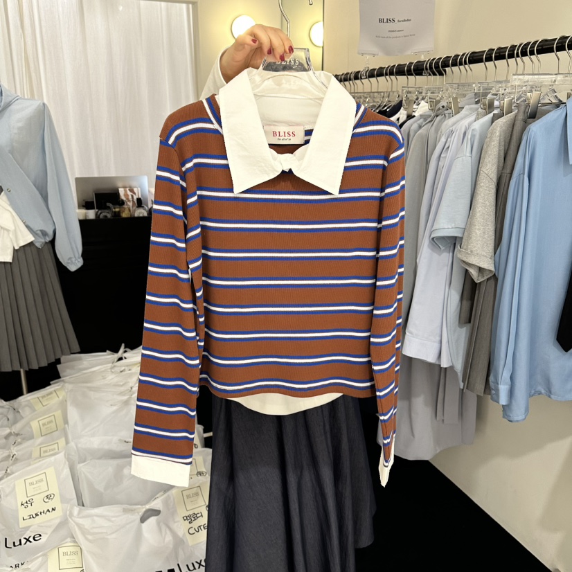 BLISS韓國代購女裝新款人氣真品熱賣職業時尚推薦長袖T恤BLISS長袖T恤圖色2