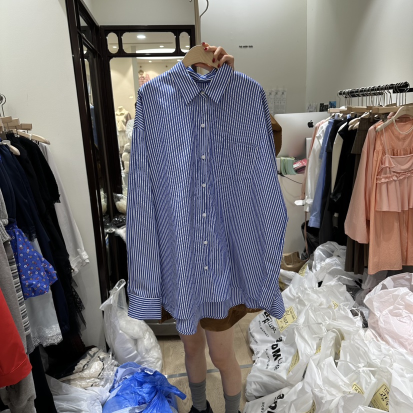 THEMORYPARK韓國直郵女裝新品休閑職業推薦26春夏襯衫蕾絲衫THE MORY PARK襯衫/蕾絲衫圖色1深藍色