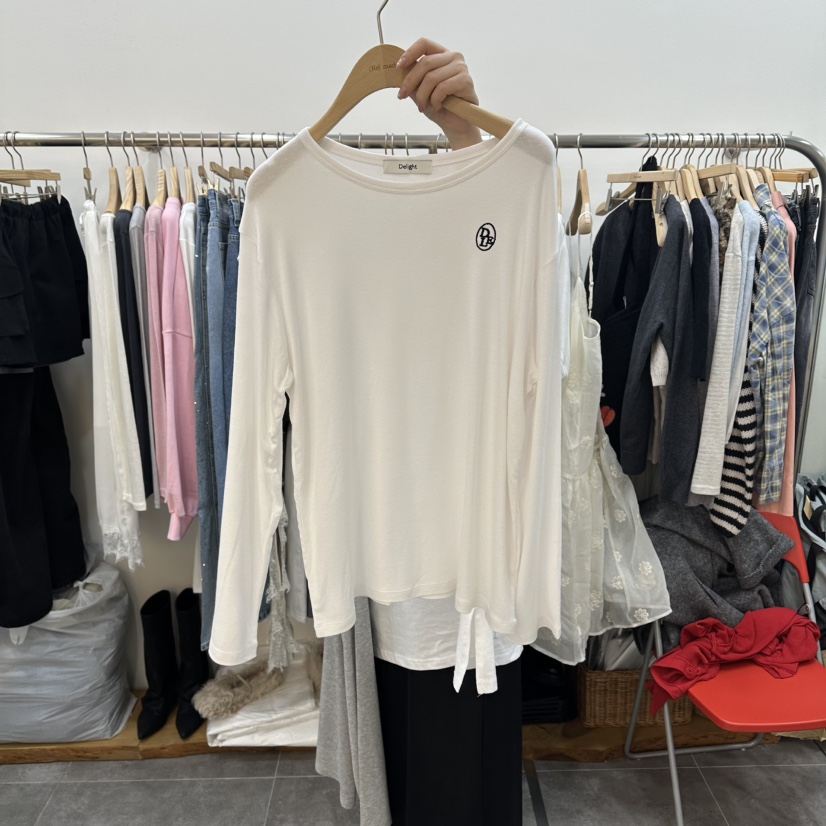 DELIGHT-L東大門實拍女裝新品職業26春夏休閑長袖T恤刺繡DELIGHT-L長袖T恤圖色1