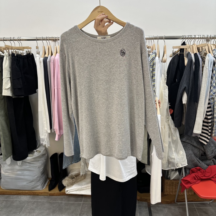 DELIGHT-L東大門實拍女裝新品職業26春夏休閑長袖T恤刺繡DELIGHT-L長袖T恤圖色3