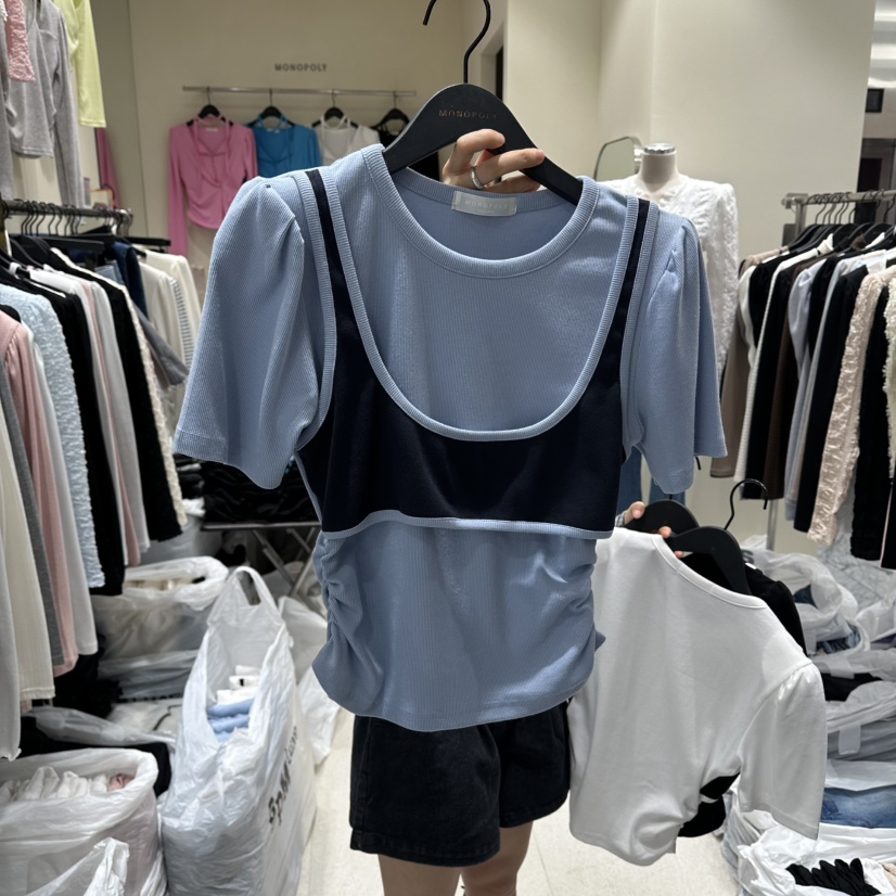 MONOPOLY東大門代購女裝新款真品休閑26春夏人氣T恤假兩件MONO_POLYT恤圖色2