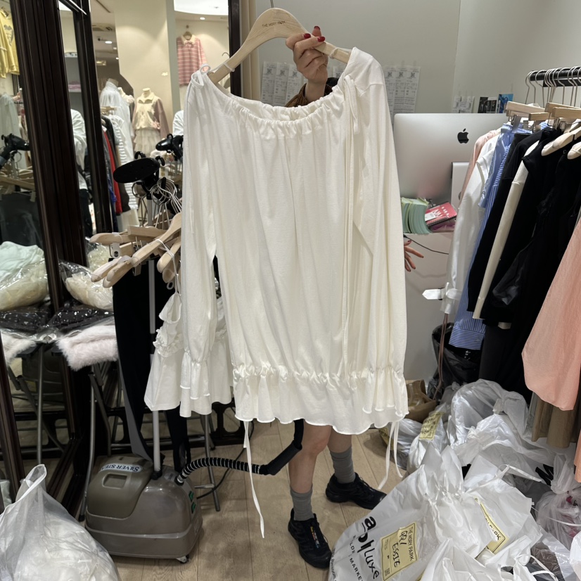 THEMORYPARK韓國直郵女士新款26春夏休閑人氣襯衫蕾絲衫褶皺THE MORY PARK襯衫/蕾絲衫圖色2