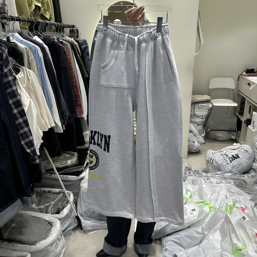 AT THE END韓國代購女裝新品熱賣休閑時尚26春夏休閑褲AT THE END休閑褲圖色3白灰色