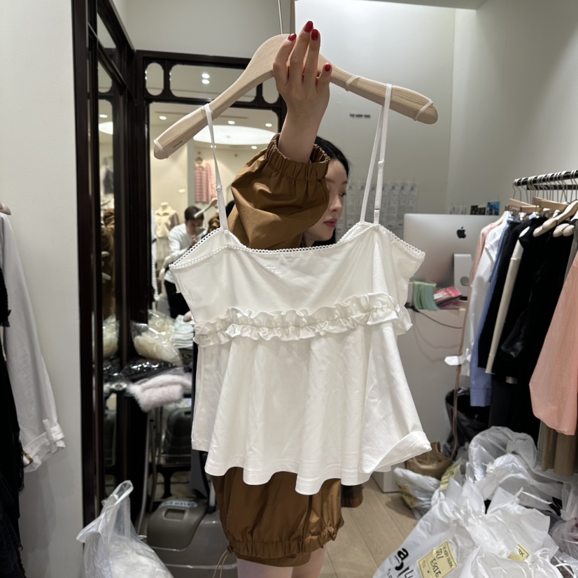 THEMORYPARK東大門代購女士新品人氣真品休閑吊帶背心褶皺THE MORY PARK吊帶/背心