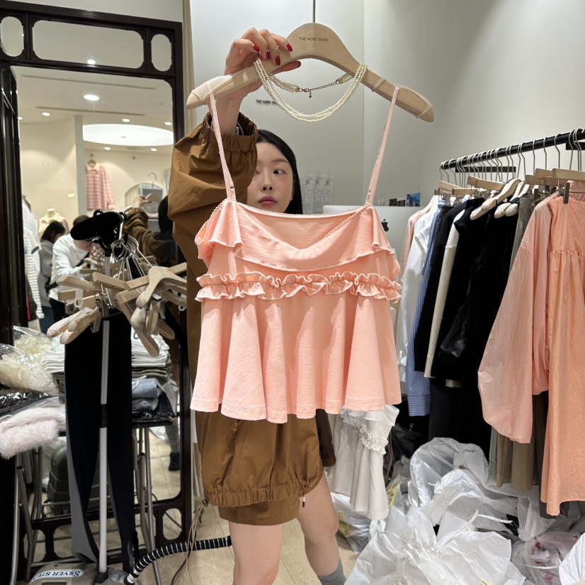 THEMORYPARK東大門代購女士新品人氣真品休閑吊帶背心褶皺THE MORY PARK吊帶/背心圖色1