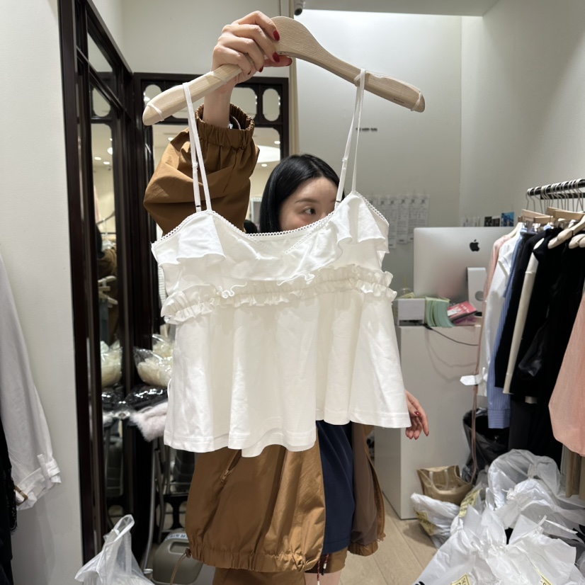 THEMORYPARK東大門代購女士新品人氣真品休閑吊帶背心褶皺THE MORY PARK吊帶/背心圖色2