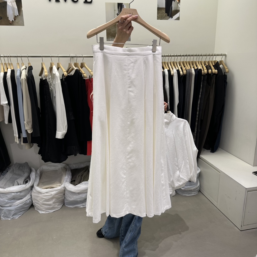 VIVEL東大門直郵女裝新款時尚休閑真品26春夏長裙褶裥亞麻VIVEL長裙圖色1