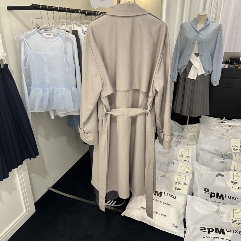 BLISS韓國直郵女士新款時尚職業人氣推薦真品休閑長款風衣BLISS長款風衣