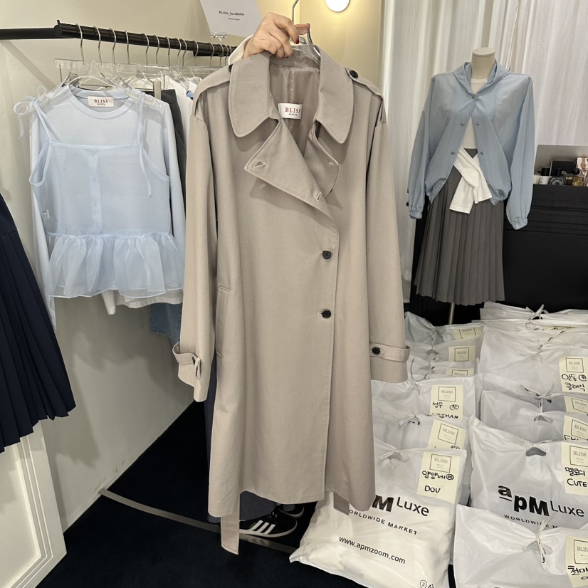 BLISS韓國直郵女士新款時尚職業人氣推薦真品休閑長款風衣BLISS長款風衣圖色1