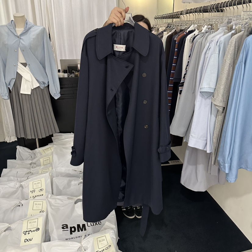 BLISS韓國直郵女士新款時尚職業人氣推薦真品休閑長款風衣BLISS長款風衣圖色2