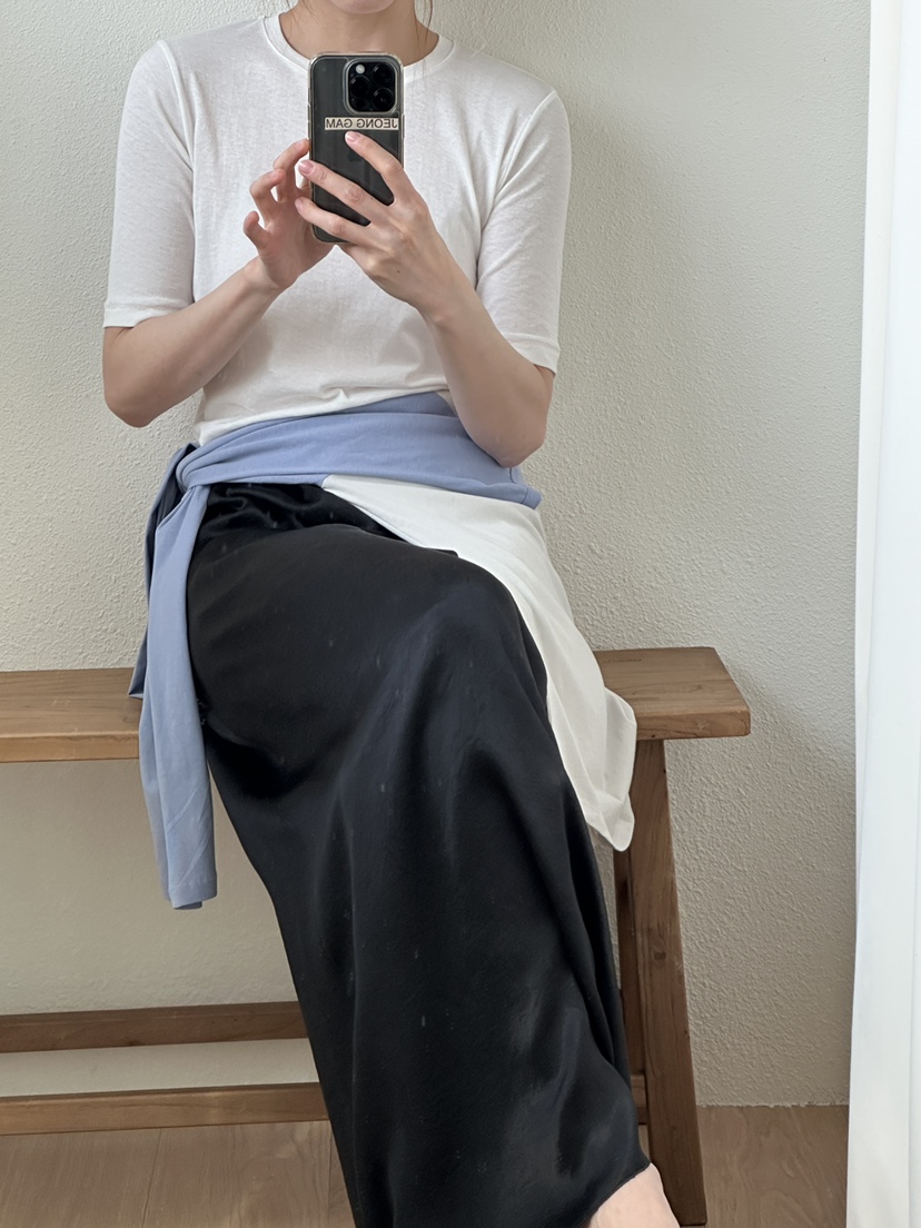 JEONG GAM STUDIOS韓國東大門直郵女士新款休閑長裙緞面JEONG GAM STUDIOS長裙