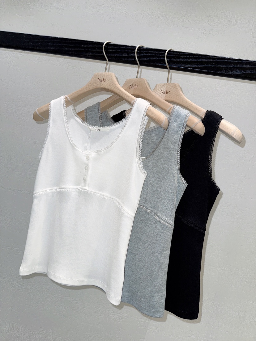 NDE韓國東大門代購女裝新款時尚職業人氣吊帶背心蕾絲紐扣BOHEME_NDE吊帶/背心