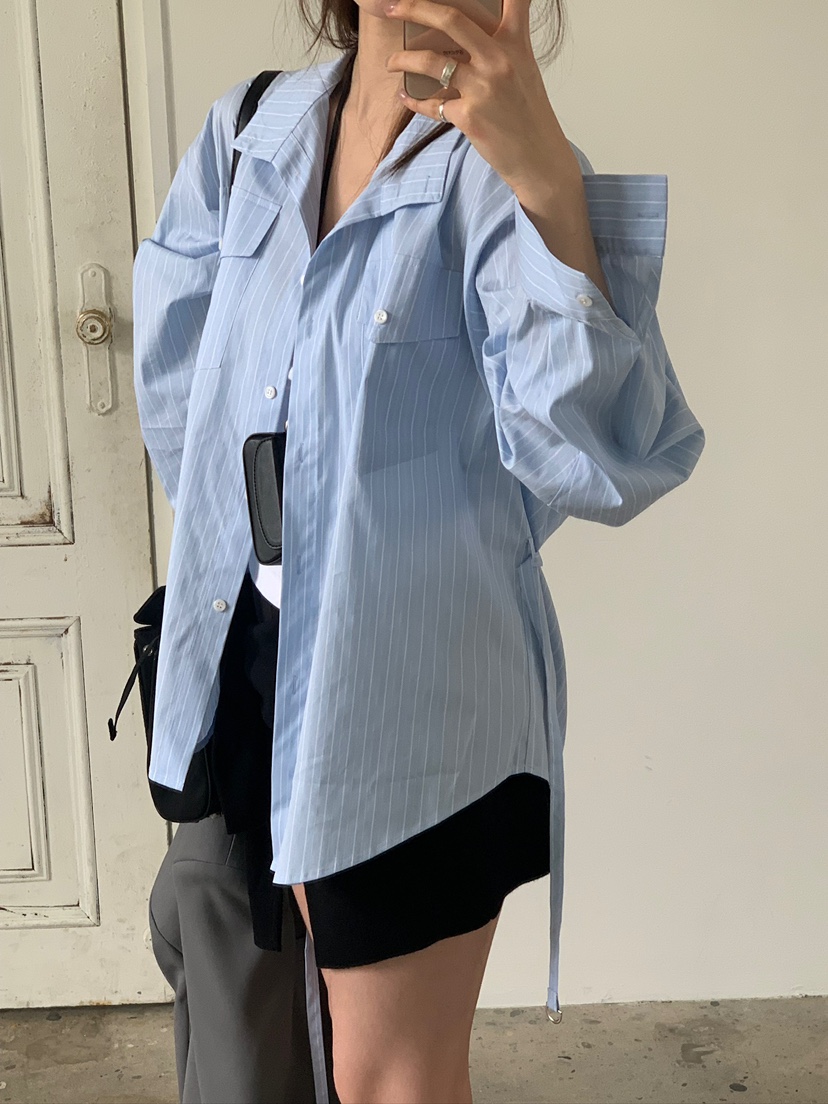 UNBOUND韓國代購女士新款熱賣時尚推薦26春夏襯衫蕾絲衫含腰繩UNBOUND襯衫/蕾絲衫