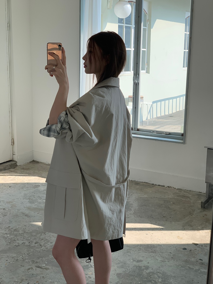 UNBOUND韓國代購女裝新款休閑人氣時尚26春夏職業長款風衣UNBOUND長款風衣