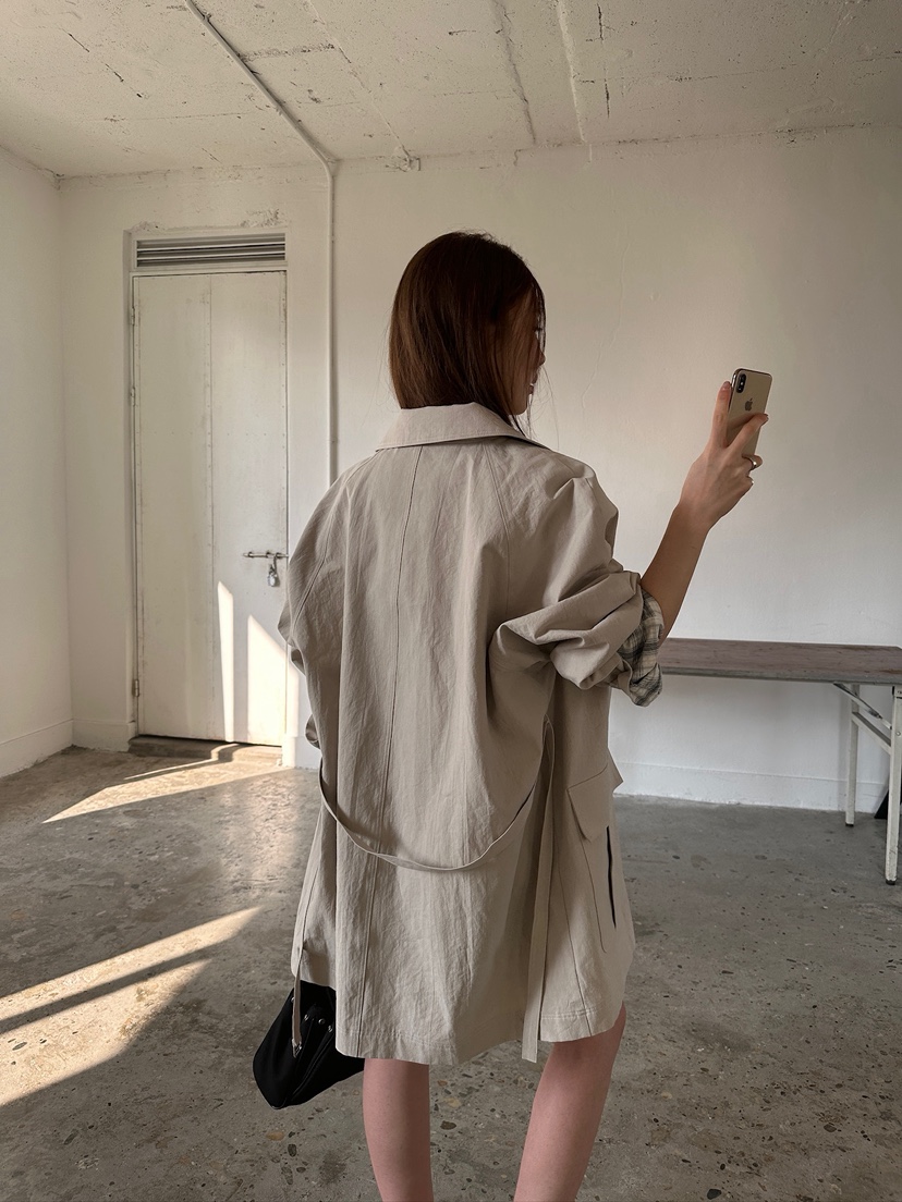 UNBOUND韓國代購女裝新款休閑人氣時尚26春夏職業長款風衣UNBOUND長款風衣