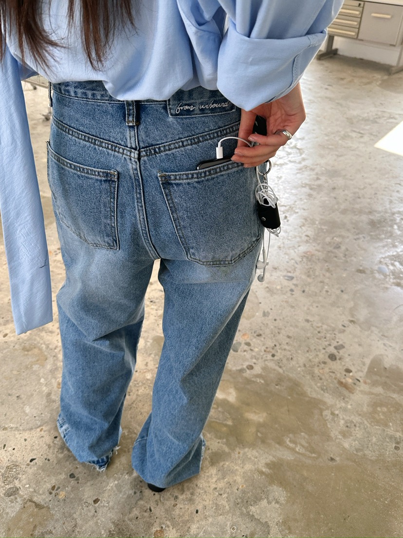 UNBOUND韓國直郵女裝新款人氣時尚職業熱賣26春夏牛仔褲刺繡UNBOUND牛仔褲