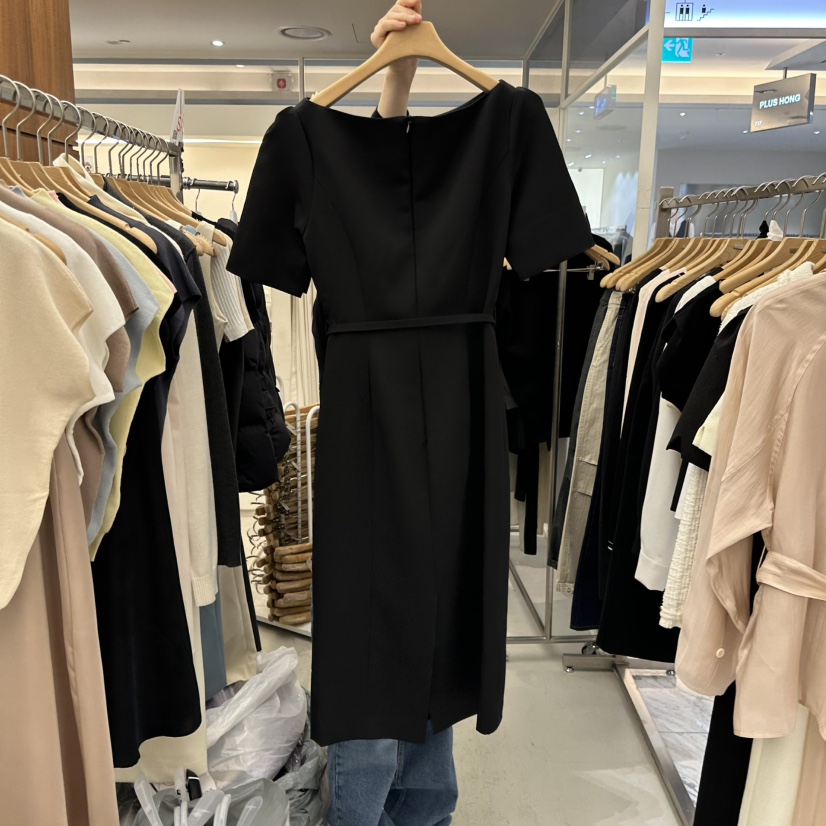 MER韓國代購女士新款推薦熱賣時尚職業人氣休閑連衣裙含腰帶MER/ANGELO BIANCO連衣裙