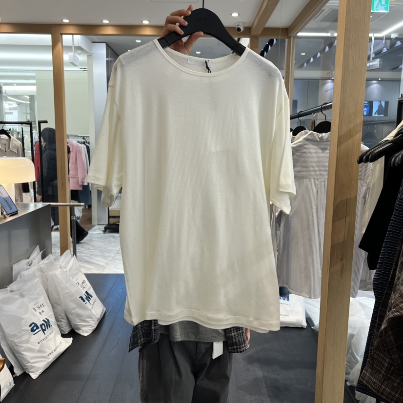 OBJECT韓國東大門直郵女裝新品休閑人氣職業T恤羊毛混紡寬松OBJECTT恤圖色1