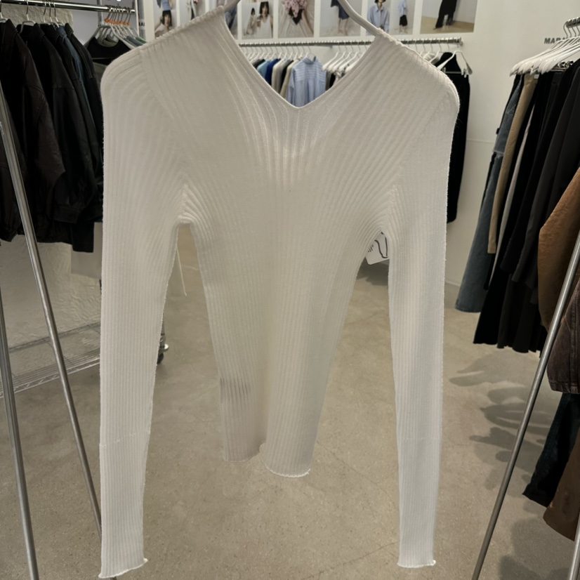 MARAN-P韓國代購女裝新品職業人氣時尚推薦針織衫雙V領羅紋MARAN針織衫