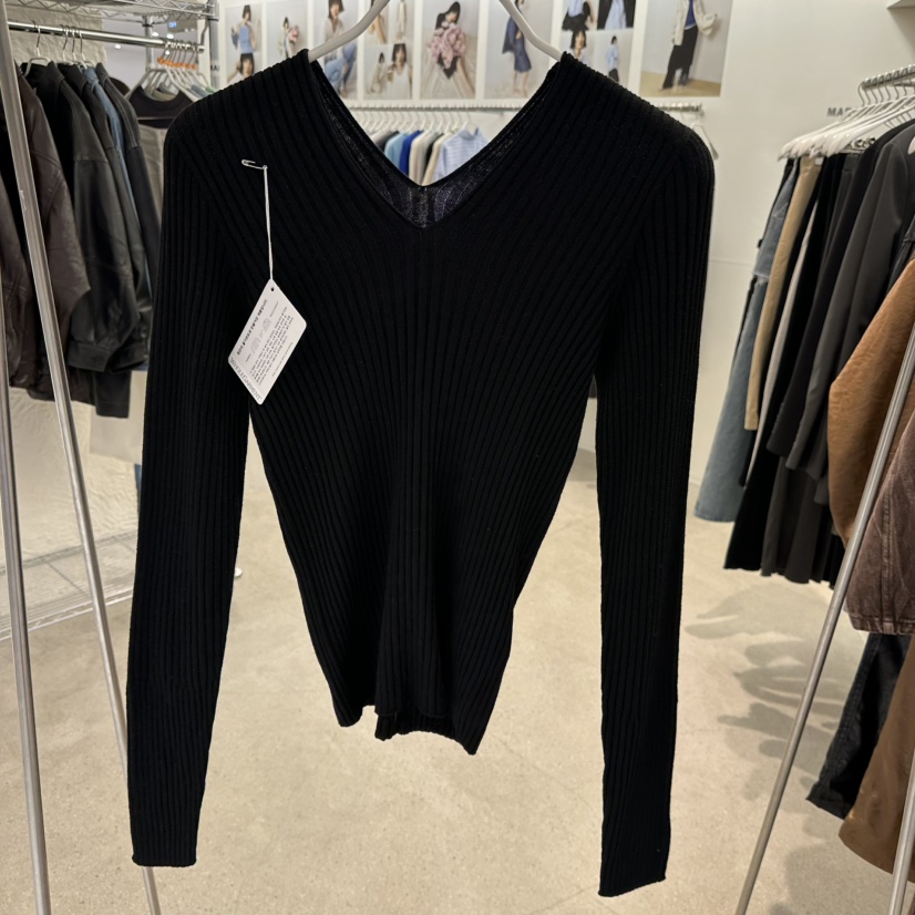 MARAN-P韓國代購女裝新品職業人氣時尚推薦針織衫雙V領羅紋MARAN針織衫圖色4