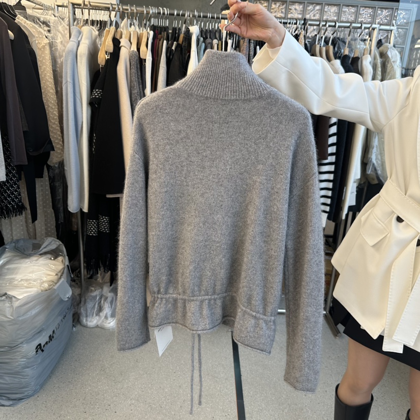 JUJU韓國直郵實拍女士新品職業休閑人氣26春夏毛衣拉鏈圍巾JUJU毛衣