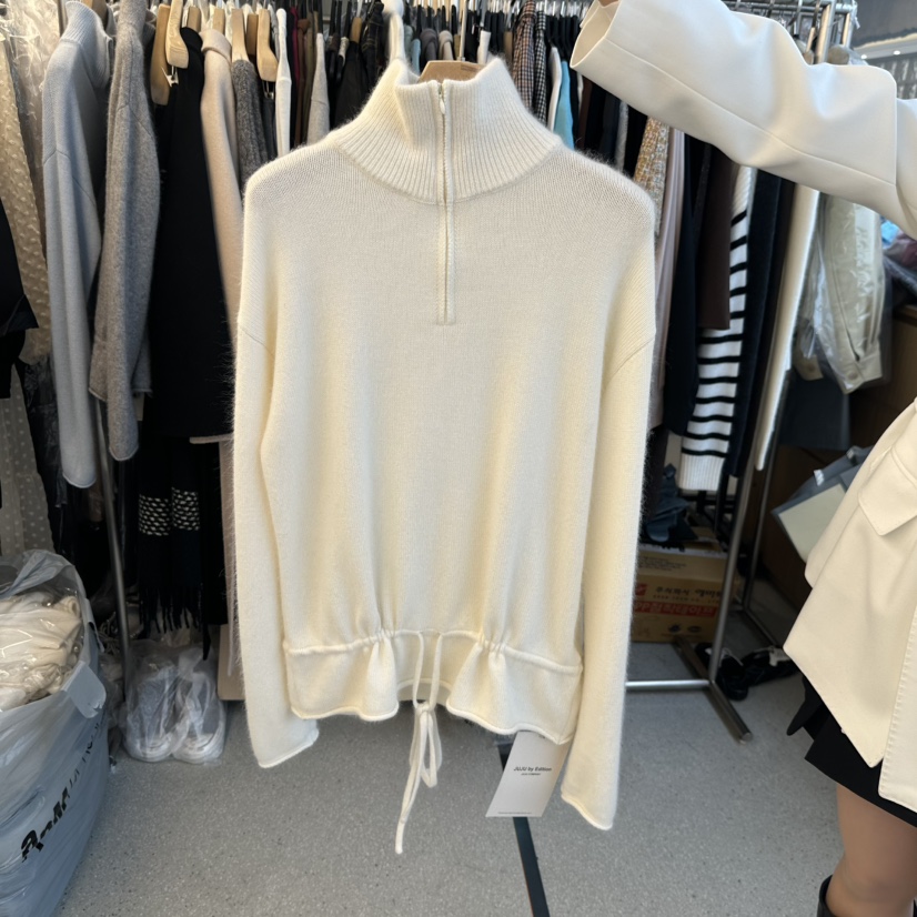 JUJU韓國直郵實拍女士新品職業休閑人氣26春夏毛衣拉鏈圍巾JUJU毛衣圖色2