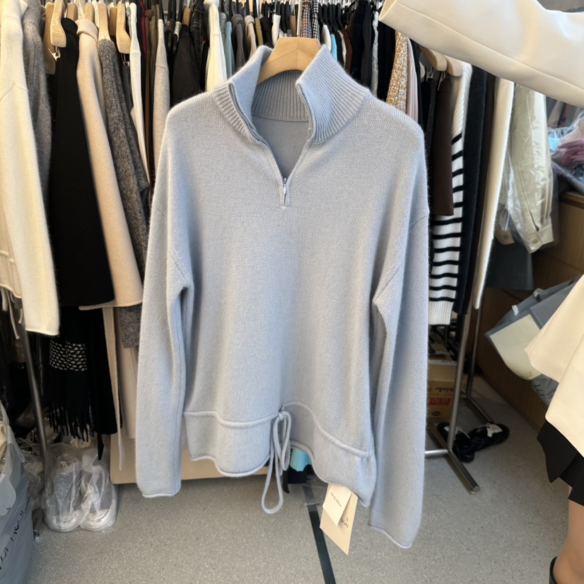 JUJU韓國直郵實拍女士新品職業休閑人氣26春夏毛衣拉鏈圍巾JUJU毛衣圖色3