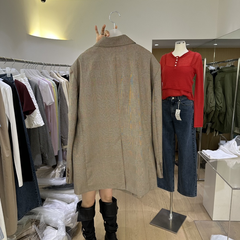 TED韓國代購女士新品時尚熱賣休閑推薦人氣26春夏夾克格紋TED夾克