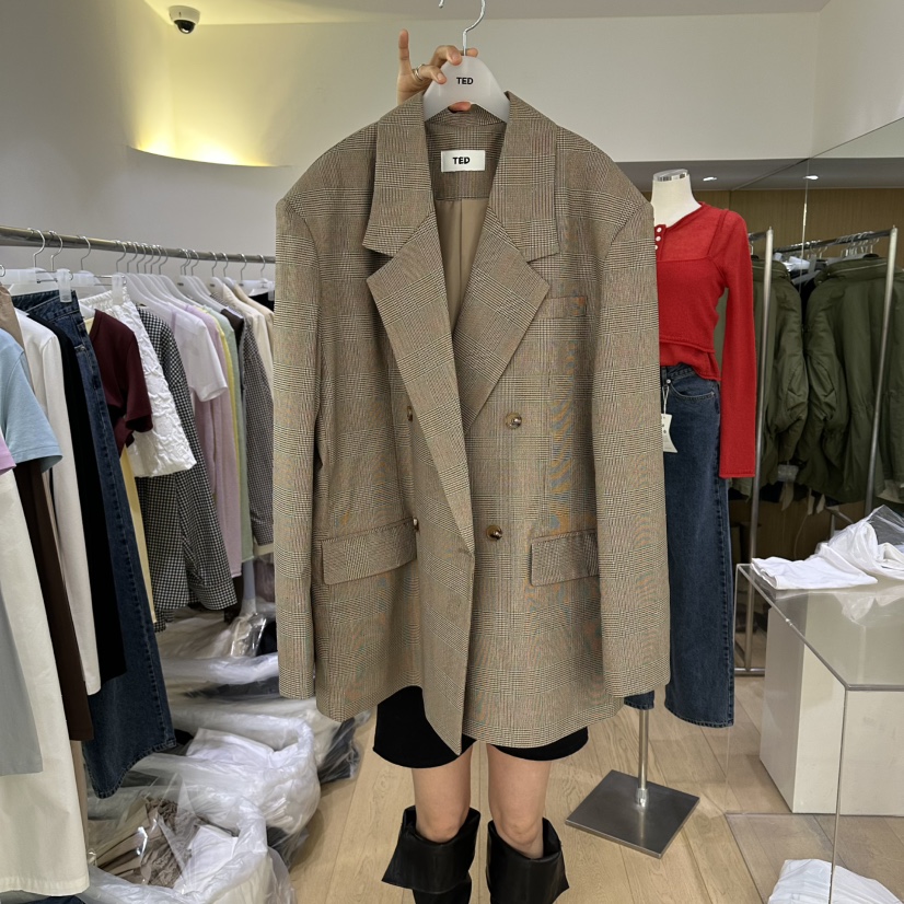 TED韓國代購女士新品時尚熱賣休閑推薦人氣26春夏夾克格紋TED夾克圖色1