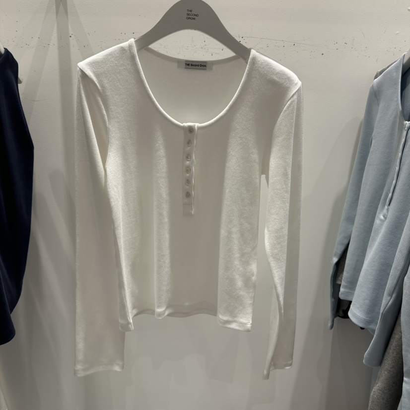 THE SECOND GROW/QUEENSRABBIT韓國東大門直郵女裝新品26春夏長袖T恤羅紋THE SECOND GROW/QUEENSRABBIT長袖T恤圖色1