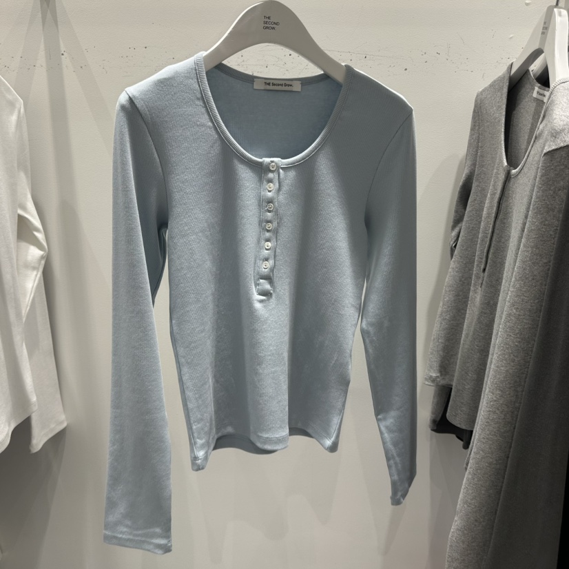 THE SECOND GROW/QUEENSRABBIT韓國東大門直郵女裝新品26春夏長袖T恤羅紋THE SECOND GROW/QUEENSRABBIT長袖T恤圖色2