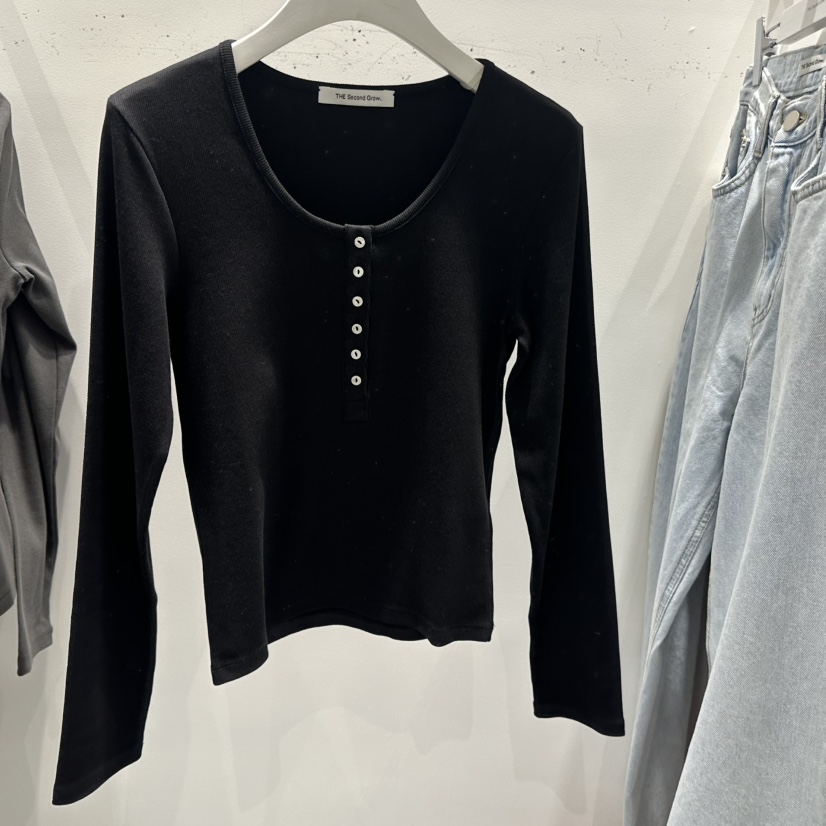 THE SECOND GROW/QUEENSRABBIT韓國東大門直郵女裝新品26春夏長袖T恤羅紋THE SECOND GROW/QUEENSRABBIT長袖T恤圖色5