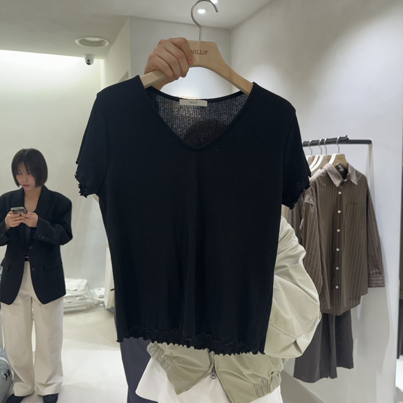 MILLIF韓國東大門代購女裝新品熱賣職業推薦人氣26春夏T恤MILLIFT恤圖色2黑色
