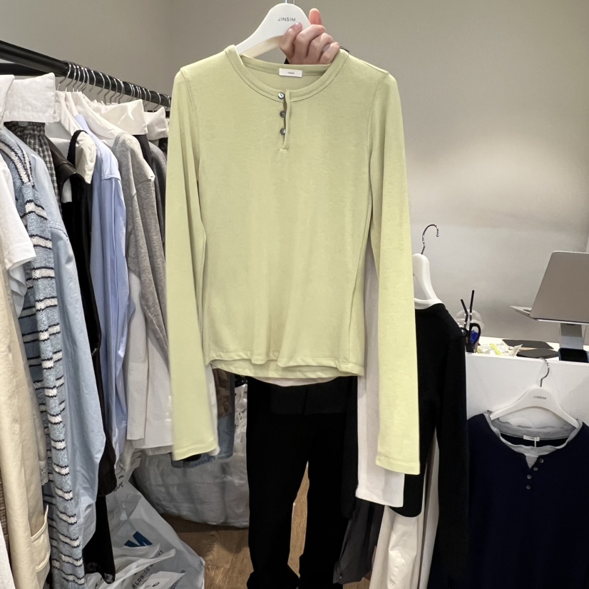 JINSIM韓國代購女士新品26春夏熱賣推薦休閑長袖T恤不含吊帶JINSIM長袖T恤圖色2