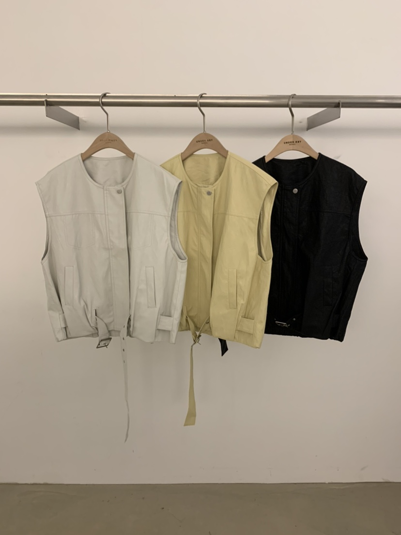 UNDER KEY韓國代購女裝新品人氣時尚26春夏休閑馬甲皮革UNDER KEY馬甲