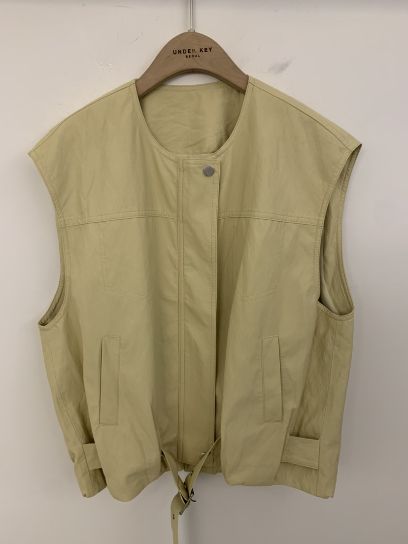 UNDER KEY韓國代購女裝新品人氣時尚26春夏休閑馬甲皮革UNDER KEY馬甲圖色1