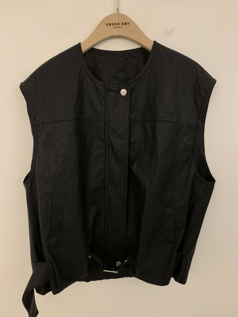 UNDER KEY韓國代購女裝新品人氣時尚26春夏休閑馬甲皮革UNDER KEY馬甲圖色2