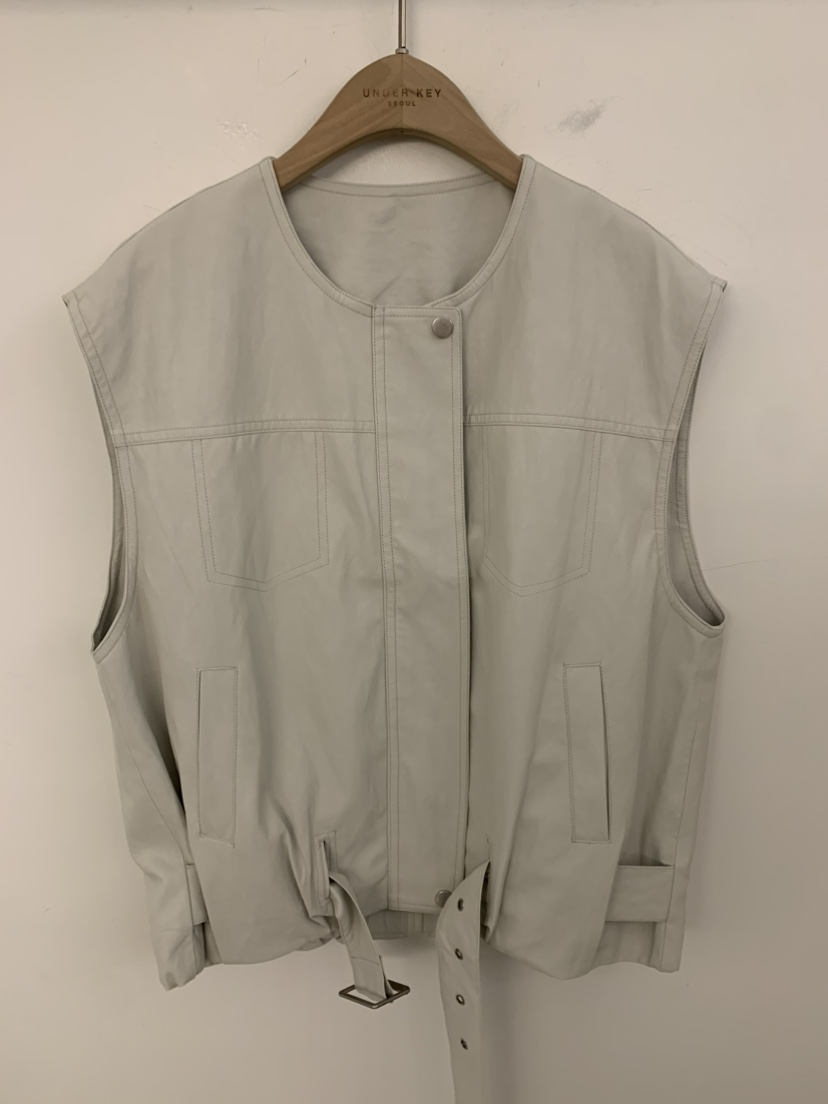 UNDER KEY韓國代購女裝新品人氣時尚26春夏休閑馬甲皮革UNDER KEY馬甲圖色3