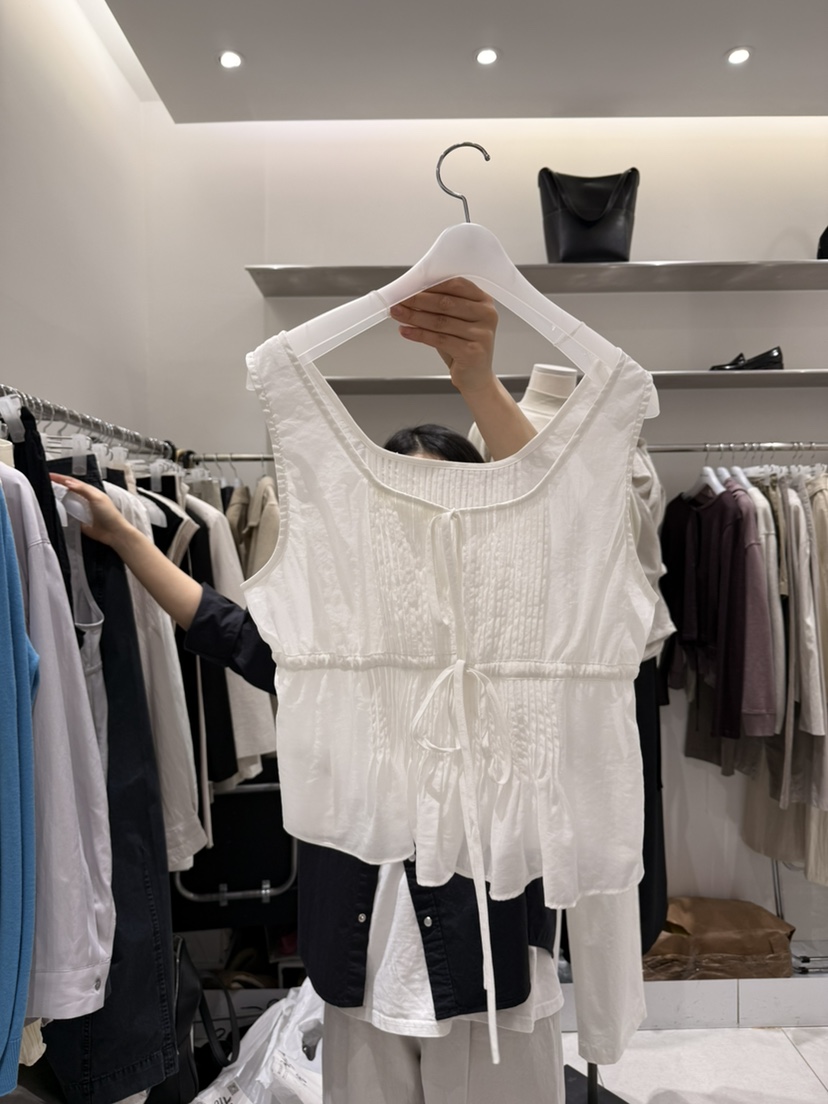 WOOD SAGE韓國直郵實拍女士新品時尚休閑職業吊帶背心褶裥WOOD SAGE吊帶/背心