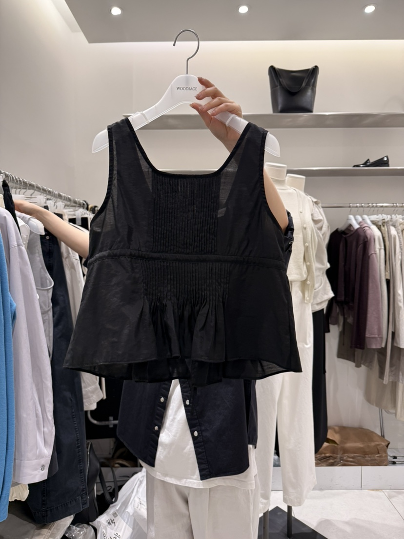 WOOD SAGE韓國直郵實拍女士新品時尚休閑職業吊帶背心褶裥WOOD SAGE吊帶/背心圖色2