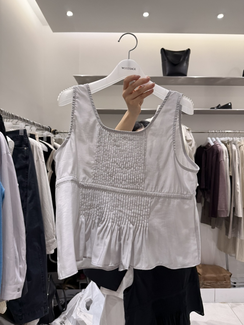 WOOD SAGE韓國直郵實拍女士新品時尚休閑職業吊帶背心褶裥WOOD SAGE吊帶/背心圖色3