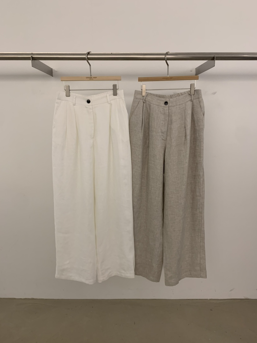 UNDER KEY韓國直郵實拍女裝新款26春夏職業休閑褲亞麻布UNDER KEY休閑褲