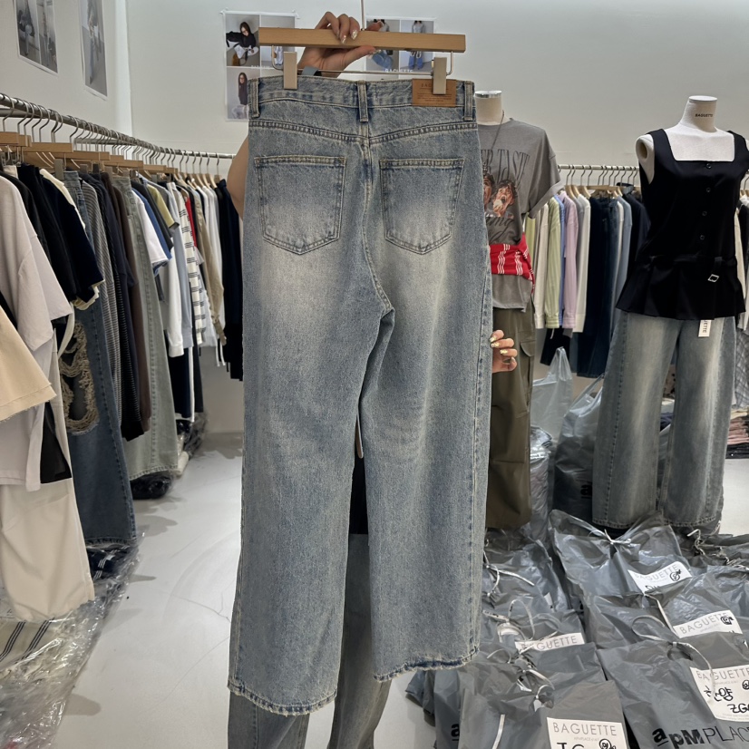 BAGUETTE-P韓國代購女士新品熱賣時尚休閑26春夏職業牛仔褲BAGUETTE-P牛仔褲