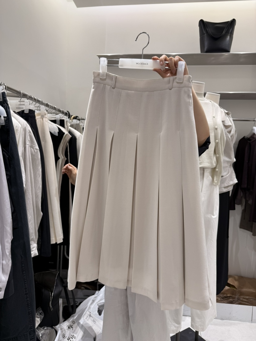 WOOD SAGE韓國直郵女裝新品26春夏半身裙中短裙百褶透視褶裙WOOD SAGE半身裙/中短裙圖色2