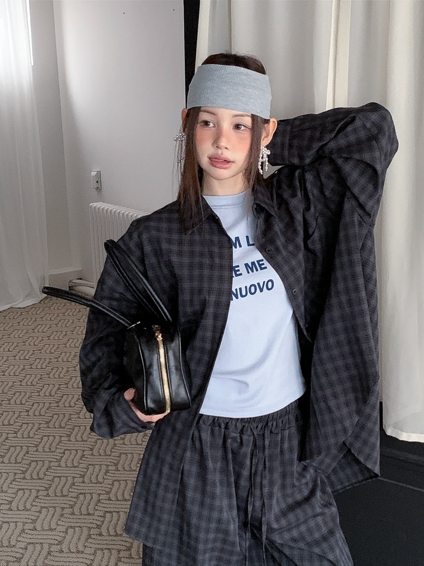 JKICHI韓國直郵女裝新品職業26春夏熱賣推薦襯衫蕾絲衫格紋JKICHI襯衫/蕾絲衫